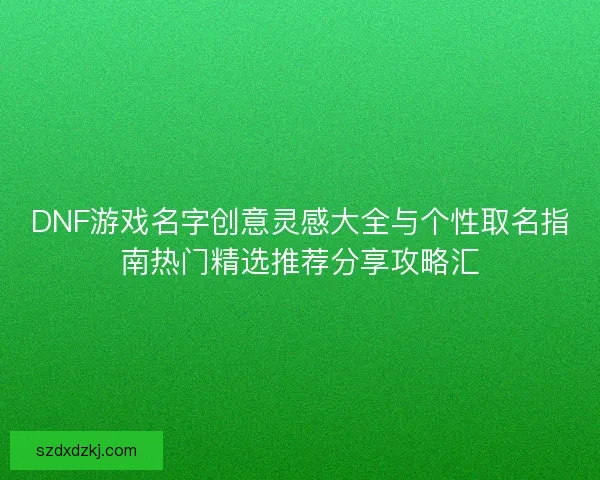 DNF游戏名字创意灵感大全与个性取名指南热门精选推荐分享攻略汇